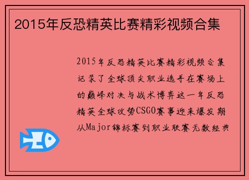 2015年反恐精英比赛精彩视频合集